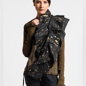 Rundholz Dip Handpainted  Gold Spatter Ruffled Avant Garde Layered Wrap …